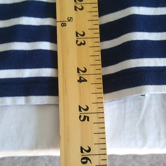 Boden Navy Blue White Striped T Shirt Rainbow Cuffed Short Sleeves Size 10 - Picture 9 of 10